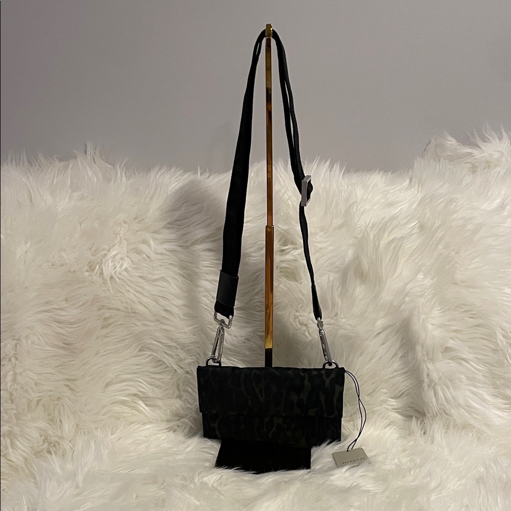 All Saints leopard print nylon crossbody NWT